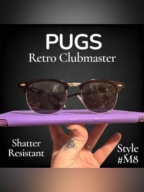PUGS Retro Clubmaster Sunglasses - Unisex _ Silver & Black